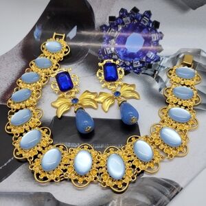 Vintage French Baroque Pearl Embellished Gold Choker Necklace